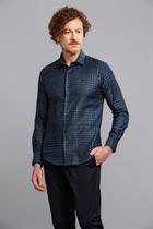 Camisa Manga Longa Jacquard Slim Fit - Preto