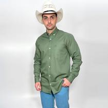 Camisa Manga Longa Masculina Txc Verde Lisa Bordado Nobolso