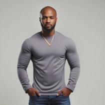 Camisa Manga Longa Masculina UV 50+ Dry Fit Esportiva Cinza