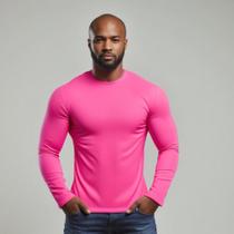 Camisa Manga Longa Masculina UV 50+ Dry Fit Esportiva Rosa Neon