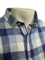Camisa Manga Longa Masculina Xadrez Linho com Algodão 3201 Modelagem Regular punho diferenciado Camisa Manga Longa Masculina Xadrez Linho com Algodão 3201 Modelagem Regular punho diferenciado