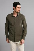 Camisa Manga Longa Microdesenhos Slim Fit - Verde