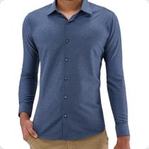 Camisa Manga Longa Ogochi Elegante e Moderno Azul Marinho