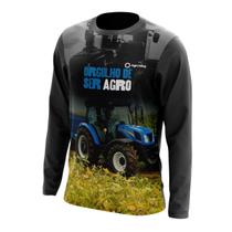 Camisa Manga Longa Orgulho de Ser Agro Proteção Uv Respirável Zíper Agro Boi Soja Colheitadeira