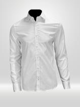 Camisa Manga Longa Regular Lisa Básica Logo No Peito Calvin Klein Jeans Branco