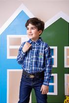 Camisa Manga Longa Rodeio com Cinto e Fivela - Estampa Sortida