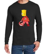 Camisa Manga Longa Simpsons Bart Motoboy Camisa Unissex - DTF - SEMPRENALUTA