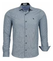 Camisa Manga Longa Slim Amil Passa Fácil Detalhe Tecido 1861