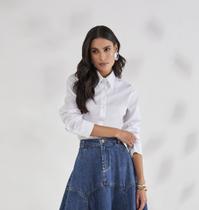 Camisa manga longa tricoline branca titanium