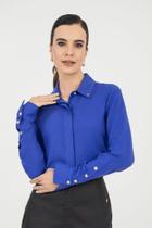 Camisa Mangas Longas Com Botões Azul Via Tolentino