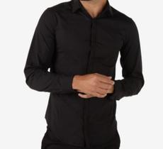 Camisa masc social manga longa preta