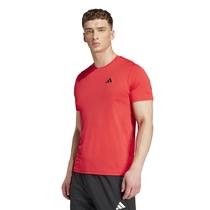 Camisa masculina adidas Train Essentials com gola redonda vermelha lúcida Camisa masculina adidas Train Essentials com gola redonda vermelha lúcida