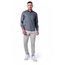 Camisa Masculina Algodão com Listras Manga Longa