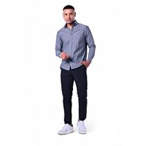 Camisa Masculina Algodão Manga Longa com Listras
