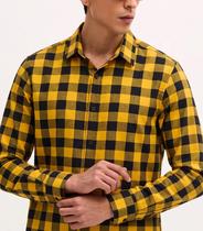 Camisa Masculina Algodão Xadrez Manga Longa Casual Slim Fit Confortável - Fix Modas