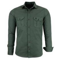 Camisa Masculina Amil Estilo Militar Manga Longa Slim 100% Algodão 1747
