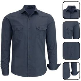 Camisa Masculina Amil Estilo Militar Manga Longa Slim Fit