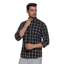 Camisa Masculina Amil Xadrez Comfort Manga Longa Sem Bolso Luxuosa 1887