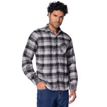 Camisa Masculina Amil Xadrez Flanelado Atemporal Cinza/Preto