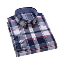 Camisa Masculina Azul de Manga Comprida em Algodão Oxford - Tamanhos S-7XL