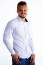 Camisa Masculina Blusa Social Manga Longa Slim Branco Casual Confortável (Branca)