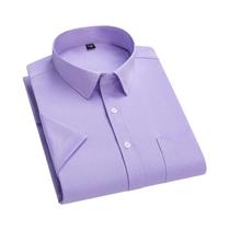 Camisa Masculina Branca Slim Fit Anti-rugas - Manga Curta com Bolso (S-7XL)