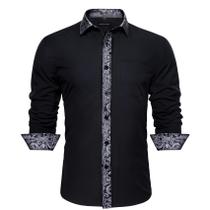 Camisa masculina casual Barry.Wang de manga comprida com botões Camisa masculina casual Barry.Wang de manga comprida com botões