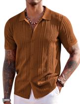 Camisa masculina casual de manga curta COOFANDY com botões