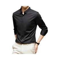 Camisa Masculina Casual De Negócios De Manga Longa Em Cor Sólida, Resistente a Rugas, Confortável