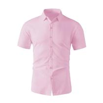 Camisa Masculina Casual De Negócios Manga Curta Cor Sólida Confortável Versátil Sem Necessidade De