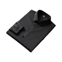 Camisa masculina casual e elegante de manga comprida de cor sólida sem engomar e resistente a rugas