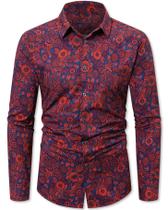 Camisa masculina casual floral de manga comprida QZH.DUAO CS 54A - pequena