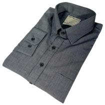 Camisa Masculina cinza Manga Longa Plus Size Confort Sr
