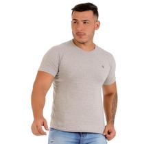 Camisa Masculina Cinza Moda Gola Careca Cotton Básica