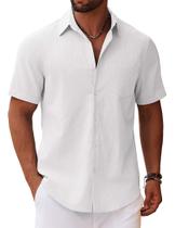Camisa masculina COOFANDY, manga curta, com botões, roupa de praia
