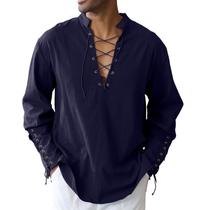 Camisa masculina de algodão e linho CTU Viking Drawstring Blue 2XL