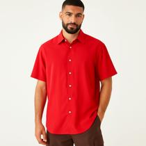 Camisa Masculina De Botão Manga Curta Vermelha Viscose Camisa Masculina De Botão Manga Curta Vermelha Viscose