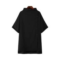 Camisa Masculina De Gola Alta Irregular Em Cor Sólida, Manga Curta, Casual, Moda Streetwear 2024