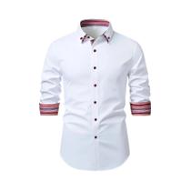 Camisa Masculina De Manga Comprida Com Patchwork, Camisa Casual Elegante Para Quatro Estações,