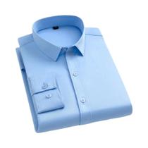 Camisa Masculina de Manga Comprida Sem Passar - Gola Alta para Trabalho Profissional