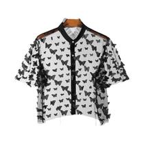 Camisa Masculina De Manga Curta Com Gola Alta Em Patchwork E Malha, Estilo Casual De Verão, Top