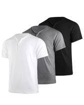 Camisa masculina de manga curta Henley Tee Liloak, pacote com 3 unidades, para homens