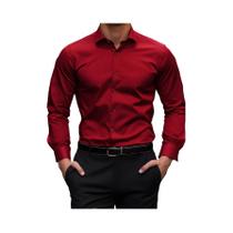 Camisa Masculina De Manga Longa Em Tecido Elástico De Cor Sólida Várias Cores Camisa Básica