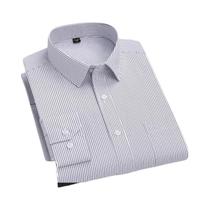 Camisa Masculina de Negócios Listrada Branca - Manga Comprida 4XL - Antirugas