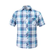 Camisa Masculina De Verão Xadrez De Manga Curta Com Botões, Macia, Com Bolso Frontal, Tamanhos