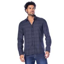 Camisa Masculina Dixie Manga Longa Listras Marinho Camisa Masculina Dixie Manga Longa Listras Marinho