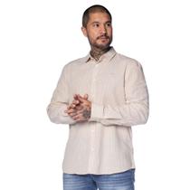 Camisa Masculina Dixie Slim Manga Longa Listras Bege Camisa Masculina Dixie Slim Manga Longa Listras Bege