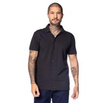 Camisa Masculina Dixie Texturizada Alongada Preto