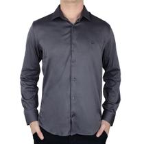 Camisa Masculina Docthos ML Fio 60 Slim Cinza - 6051 Camisa Masculina Docthos ML Fio 60 Slim Cinza - 6051