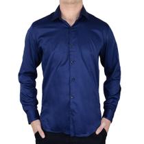 Camisa Masculina Docthos ML Slim Fio 60 Azul Marinho - 6051 Camisa Masculina Docthos ML Slim Fio 60 Azul Marinho - 6051